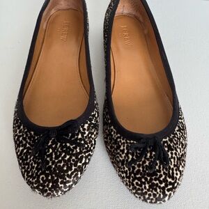J. Crew Black and Tan Animal Print Ballet Flats